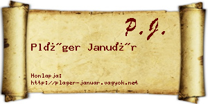Pláger Január névjegykártya